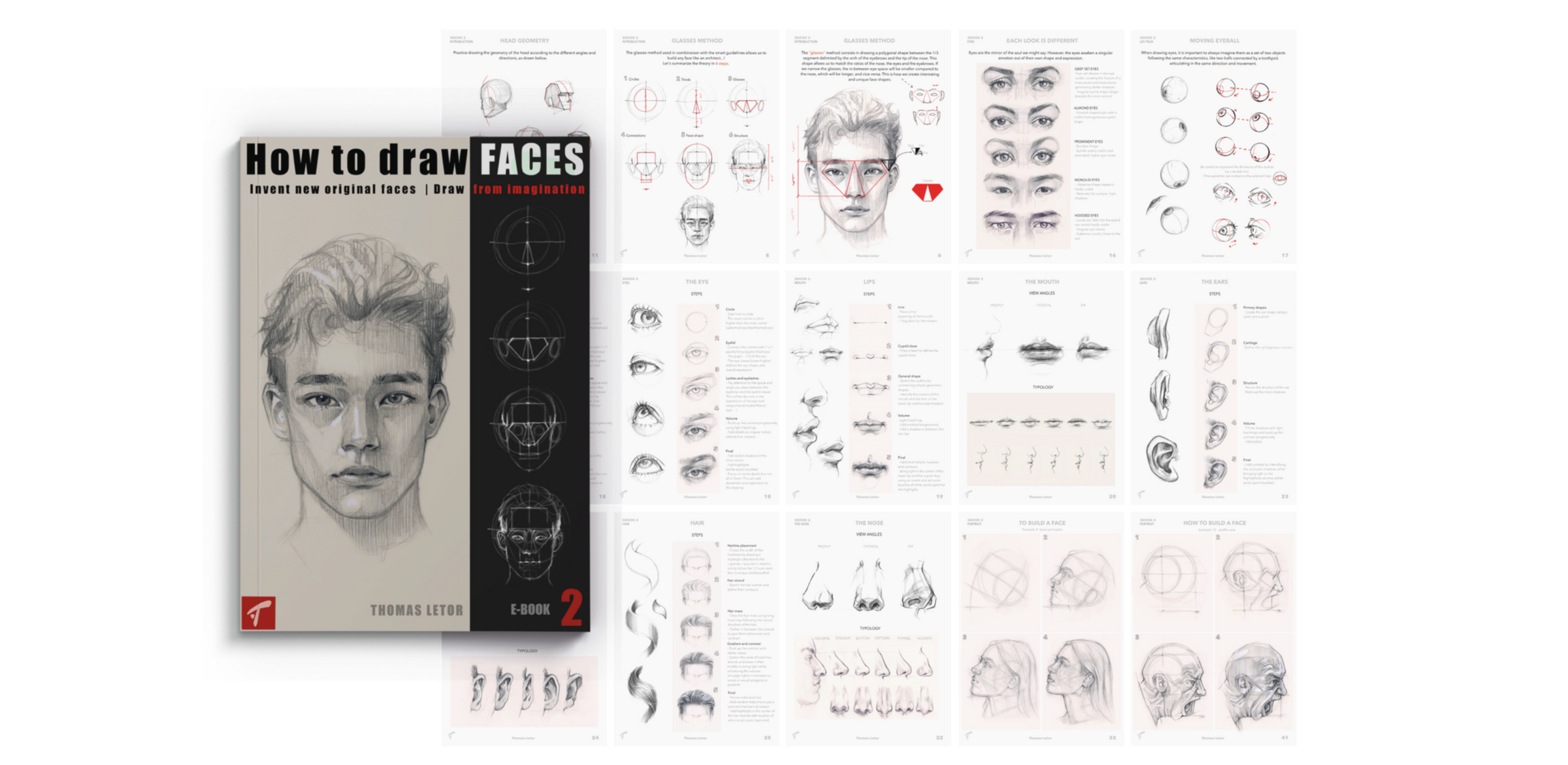 How to draw faces Ebook by Thomas Letor drawing realistic step by step drawing book tutorial